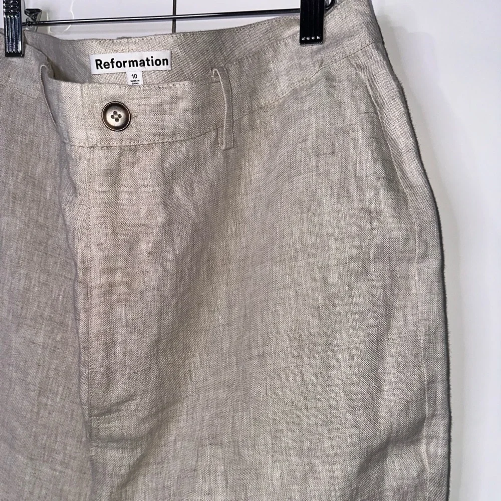 REFORMATION Freddie Wide Leg Linen Trouser Pants